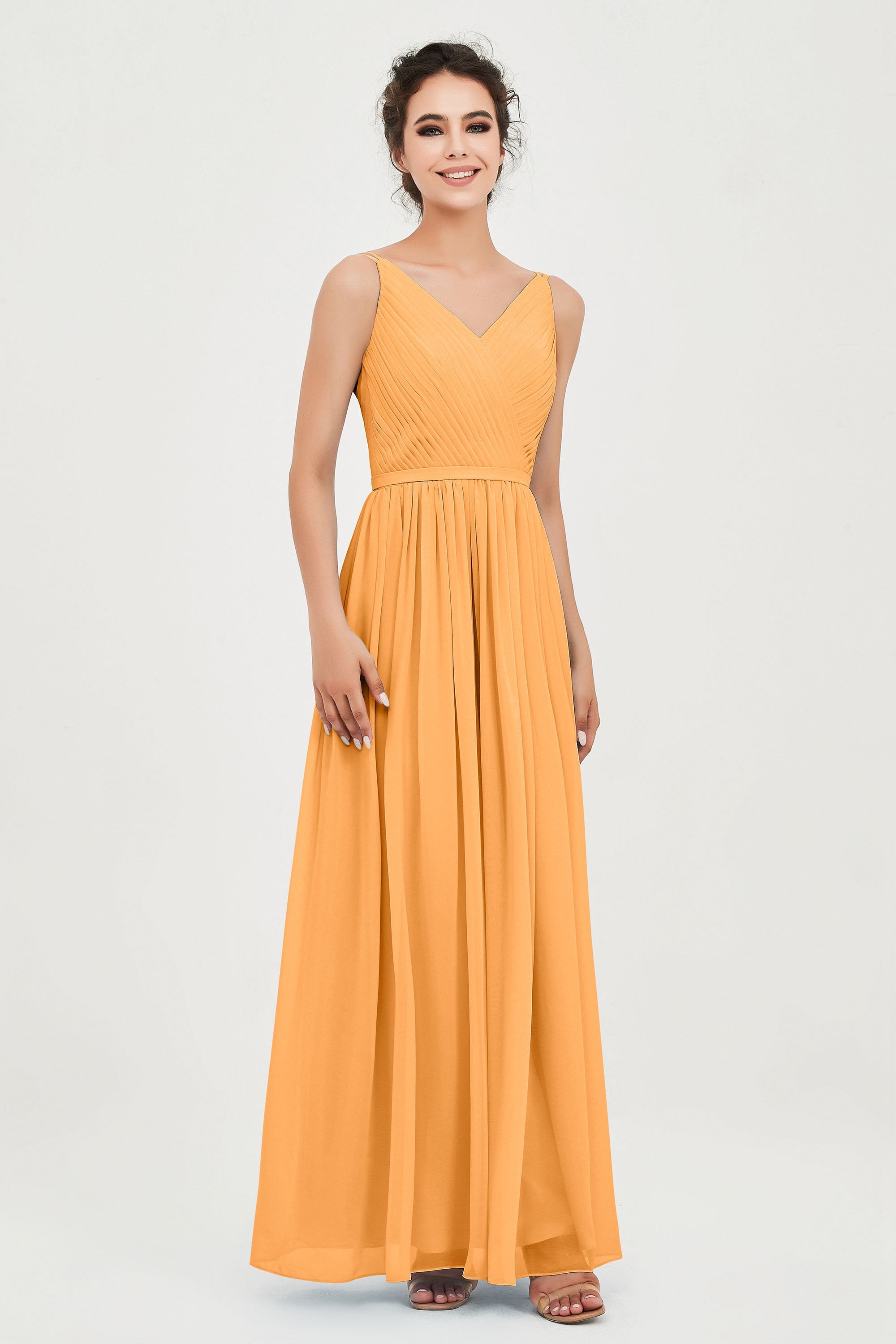 Custom Made V-neck Bridesmaid Dress Sleeveless Formal Evening Party Gowns Dresses