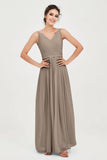 Custom Made V-neck Bridesmaid Dress Sleeveless Formal Evening Party Gowns Dresses