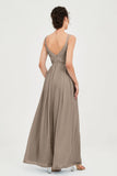 Custom Made V-neck Bridesmaid Dress Sleeveless Formal Evening Party Gowns Dresses