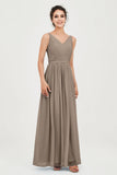 Custom Made V-neck Bridesmaid Dress Sleeveless Formal Evening Party Gowns Dresses