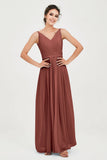 Custom Made V-neck Bridesmaid Dress Sleeveless Formal Evening Party Gowns Dresses
