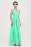 Custom Made V-neck Bridesmaid Dress Sleeveless Formal Evening Party Gowns Dresses