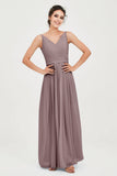Custom Made V-neck Bridesmaid Dress Sleeveless Formal Evening Party Gowns Dresses