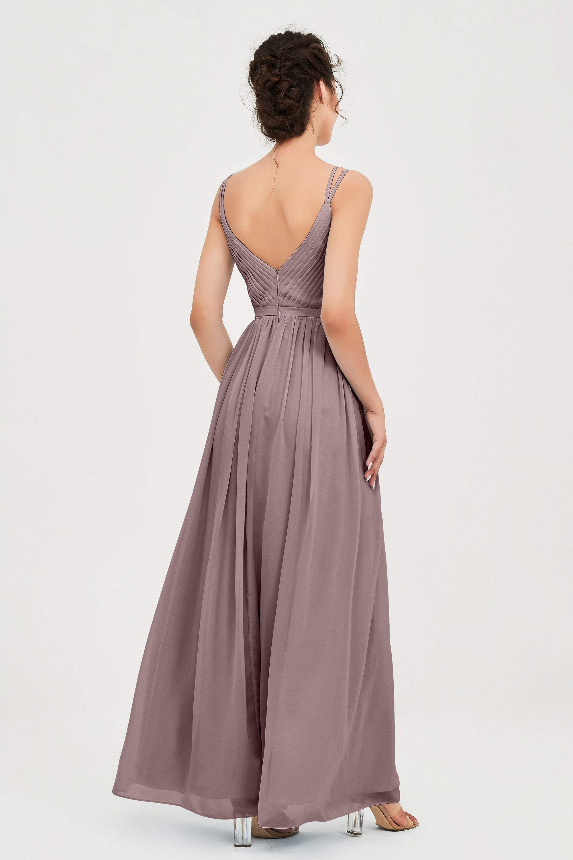 Custom Made V-neck Bridesmaid Dress Sleeveless Formal Evening Party Gowns Dresses