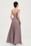 Custom Made V-neck Bridesmaid Dress Sleeveless Formal Evening Party Gowns Dresses