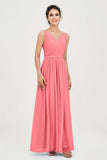 Custom Made V-neck Bridesmaid Dress Sleeveless Formal Evening Party Gowns Dresses