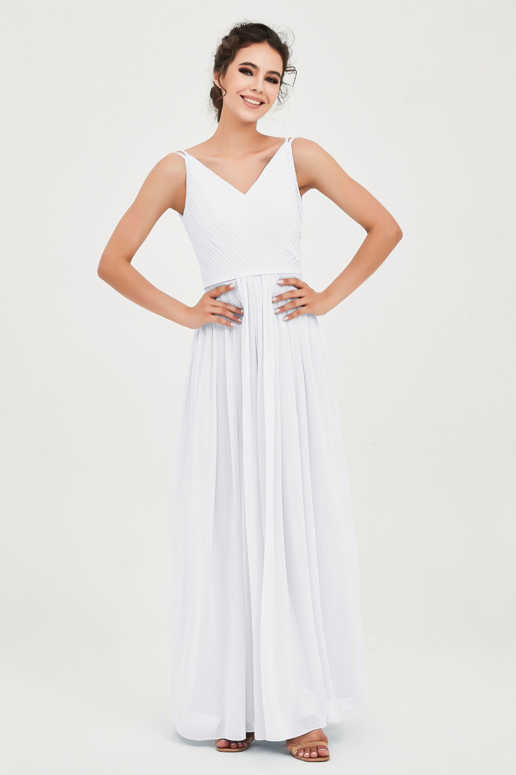 Custom Made V-neck Bridesmaid Dress Sleeveless Formal Evening Party Gowns Dresses