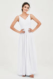 Custom Made V-neck Bridesmaid Dress Sleeveless Formal Evening Party Gowns Dresses