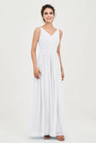 Custom Made V-neck Bridesmaid Dress Sleeveless Formal Evening Party Gowns Dresses
