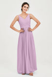 Custom Made V-neck Bridesmaid Dress Sleeveless Formal Evening Party Gowns Dresses