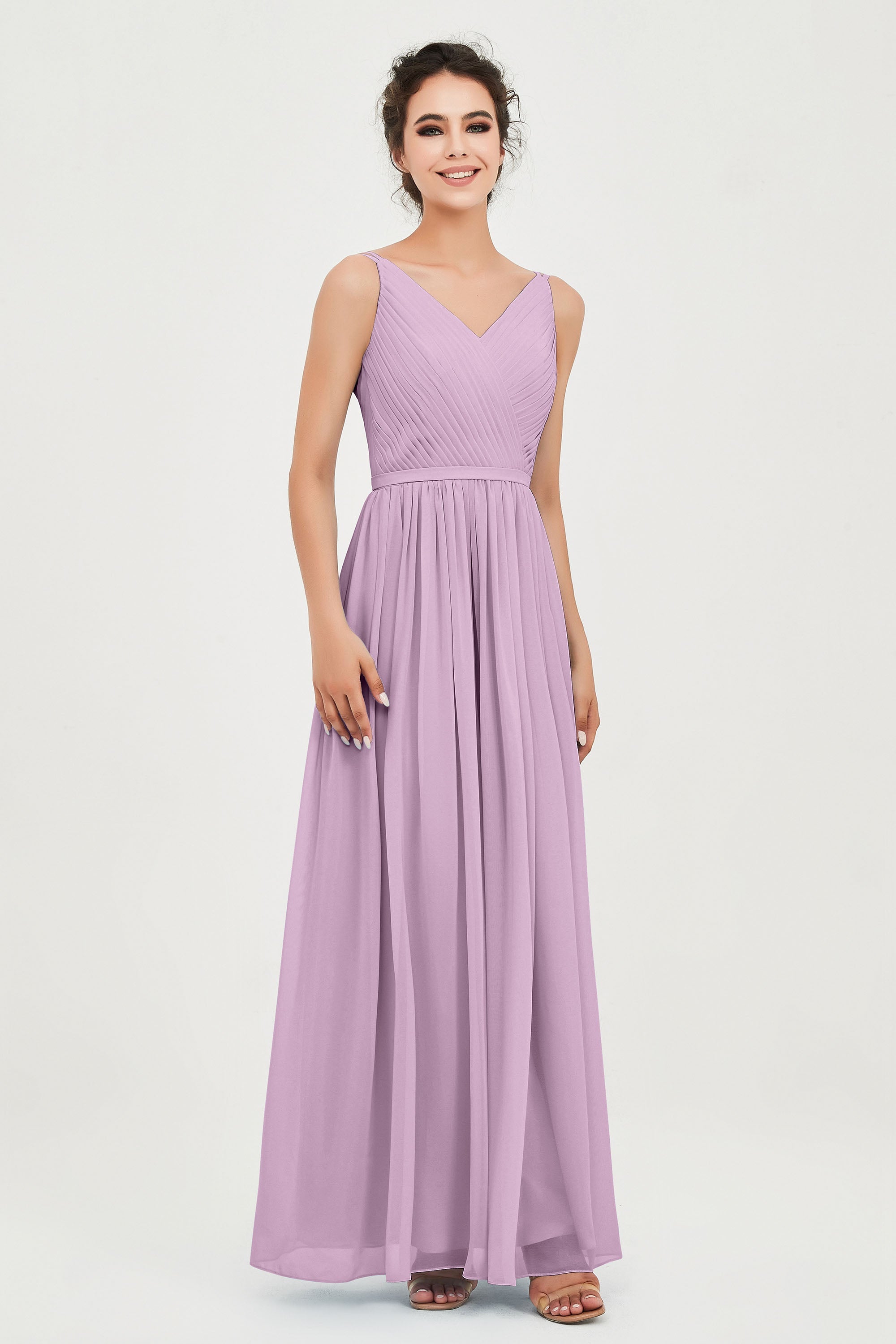 Custom Made V-neck Bridesmaid Dress Sleeveless Formal Evening Party Gowns Dresses
