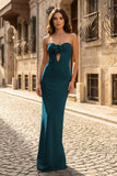 Red Sweetheart Satin Mermaid Long Prom Dress