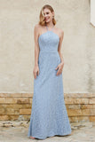 Sheath Lace Halter Bridesmaid Dress Featuring Formal Evening Party Dresses Gowns