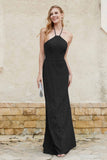 Sheath Lace Halter Bridesmaid Dress Featuring Formal Evening Party Dresses Gowns