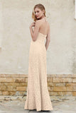 Sheath Lace Halter Bridesmaid Dress Featuring Formal Evening Party Dresses Gowns