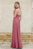 Sheath Lace Halter Bridesmaid Dress Featuring Formal Evening Party Dresses Gowns