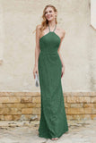 Sheath Lace Halter Bridesmaid Dress Featuring Formal Evening Party Dresses Gowns
