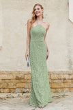 Sheath Lace Halter Bridesmaid Dress Featuring Formal Evening Party Dresses Gowns