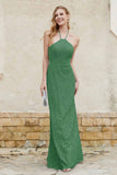 Sheath Lace Halter Bridesmaid Dress Featuring Formal Evening Party Dresses Gowns