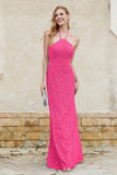Sheath Lace Halter Bridesmaid Dress Featuring Formal Evening Party Dresses Gowns