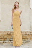Sheath Lace Halter Bridesmaid Dress Featuring Formal Evening Party Dresses Gowns