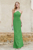 Sheath Lace Halter Bridesmaid Dress Featuring Formal Evening Party Dresses Gowns