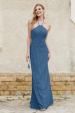 Sheath Lace Halter Bridesmaid Dress Featuring Formal Evening Party Dresses Gowns