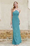 Sheath Lace Halter Bridesmaid Dress Featuring Formal Evening Party Dresses Gowns