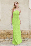 Sheath Lace Halter Bridesmaid Dress Featuring Formal Evening Party Dresses Gowns
