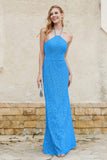 Sheath Lace Halter Bridesmaid Dress Featuring Formal Evening Party Dresses Gowns