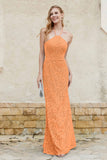 Sheath Lace Halter Bridesmaid Dress Featuring Formal Evening Party Dresses Gowns