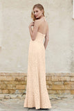 Sheath Lace Halter Bridesmaid Dress Featuring Formal Evening Party Dresses Gowns