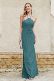 Sheath Lace Halter Bridesmaid Dress Featuring Formal Evening Party Dresses Gowns