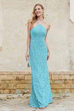 Sheath Lace Halter Bridesmaid Dress Featuring Formal Evening Party Dresses Gowns