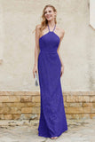 Sheath Lace Halter Bridesmaid Dress Featuring Formal Evening Party Dresses Gowns