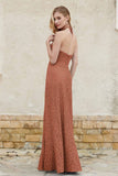 Sheath Lace Halter Bridesmaid Dress Featuring Formal Evening Party Dresses Gowns
