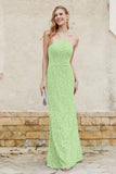 Sheath Lace Halter Bridesmaid Dress Featuring Formal Evening Party Dresses Gowns