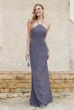 Sheath Lace Halter Bridesmaid Dress Featuring Formal Evening Party Dresses Gowns
