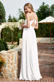 Spaghetti Straps Chiffon A Line Bridesmaid Dress with Slit Formal Evening Prom Dresses Gowns