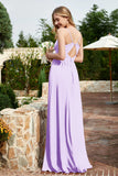 Spaghetti Straps Chiffon A Line Bridesmaid Dress with Slit Formal Evening Prom Dresses Gowns