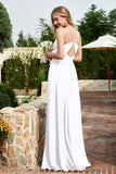 Spaghetti Straps Chiffon A Line Bridesmaid Dress with Slit Formal Evening Prom Dresses Gowns
