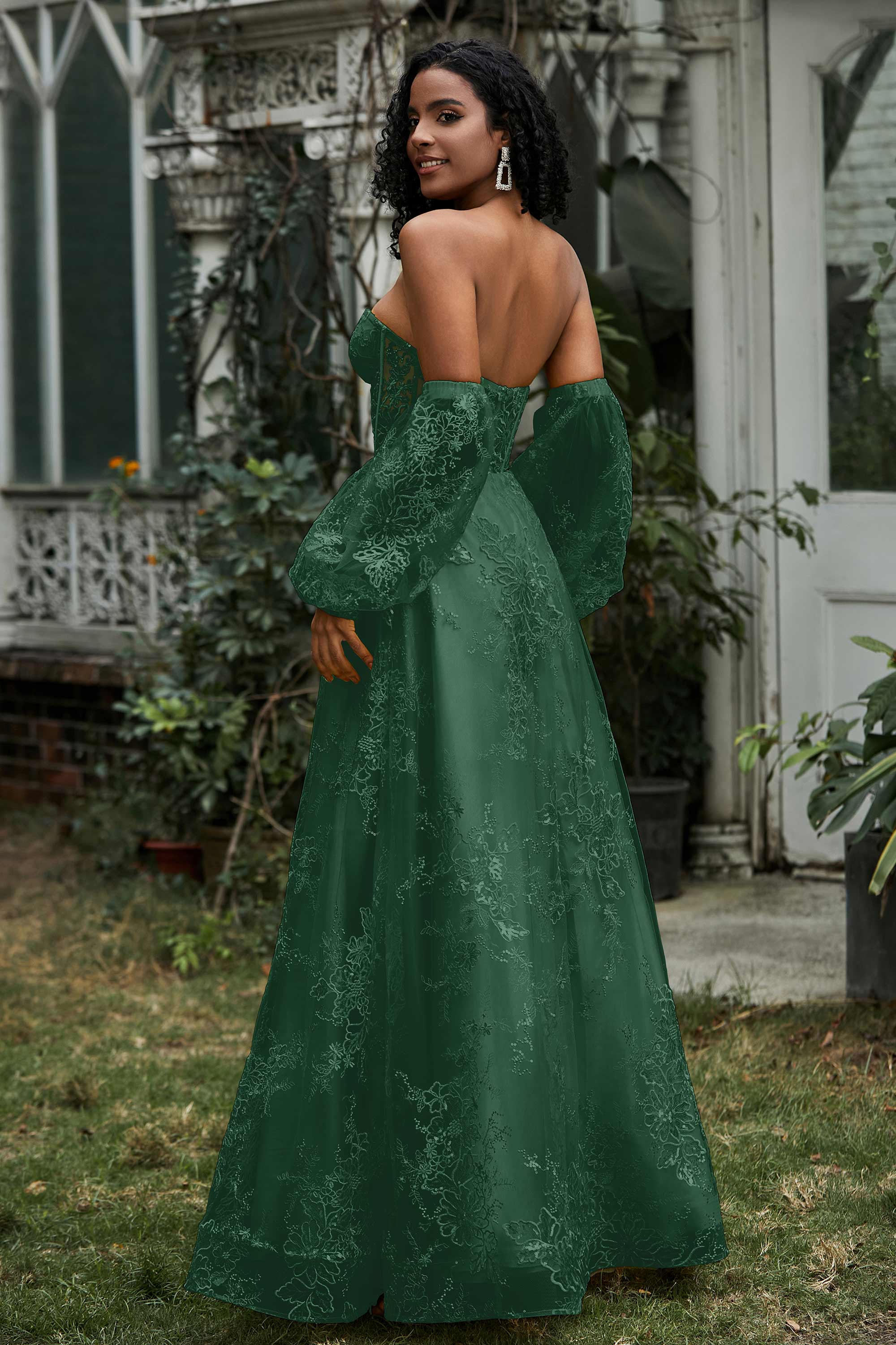 Sweetheart See-Through Lace Formal Evening Dress With High Slit Prom Party Gowns