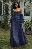 Sweetheart See-Through Lace Formal Evening Dress With High Slit Prom Party Gowns