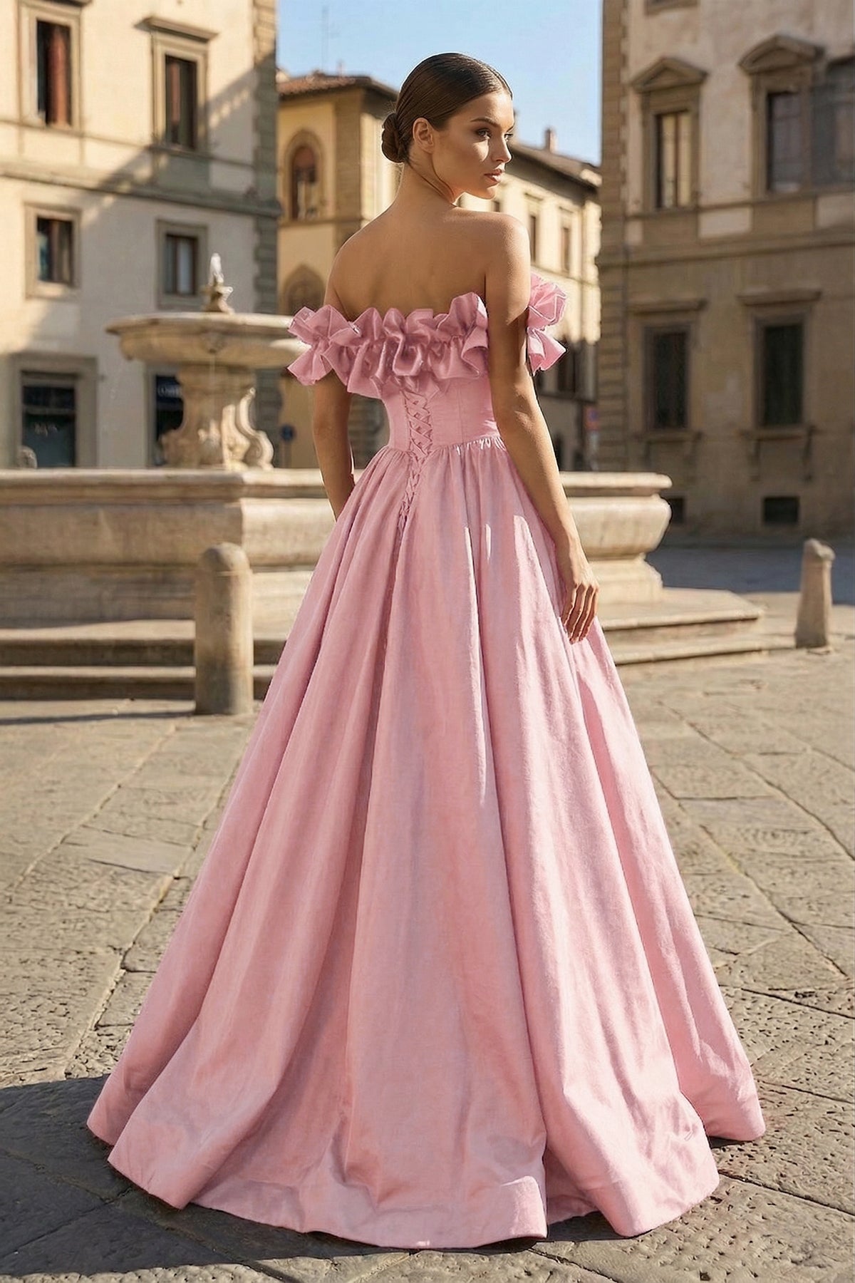 Burgundy Strapless Satin Long Prom Dress. A-Line Evening Party Dress