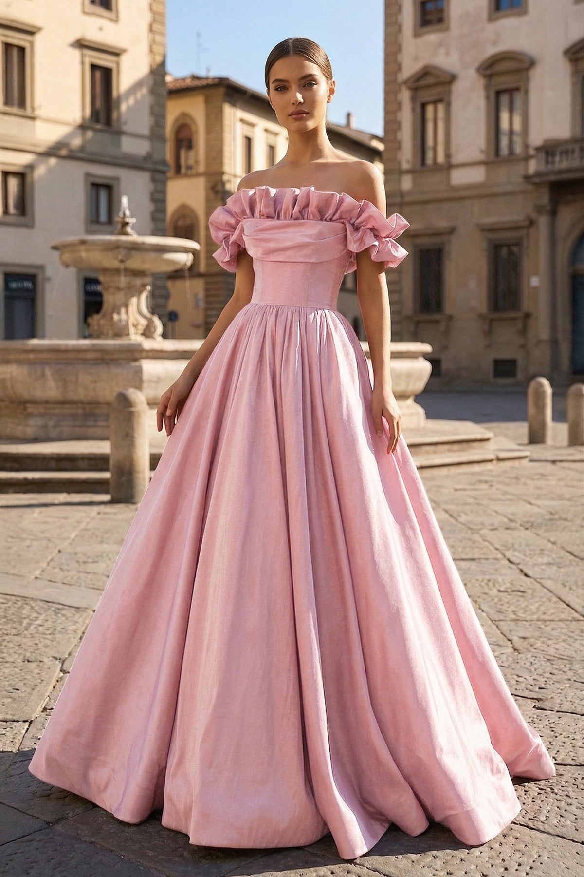 Burgundy Strapless Satin Long Prom Dress. A-Line Evening Party Dress