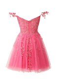 A Line Sweetheart Mint Appliques Short Homecoming Dresses