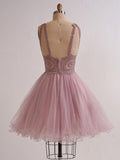Embellished Embroidery Tulle Short Cocktail Dress