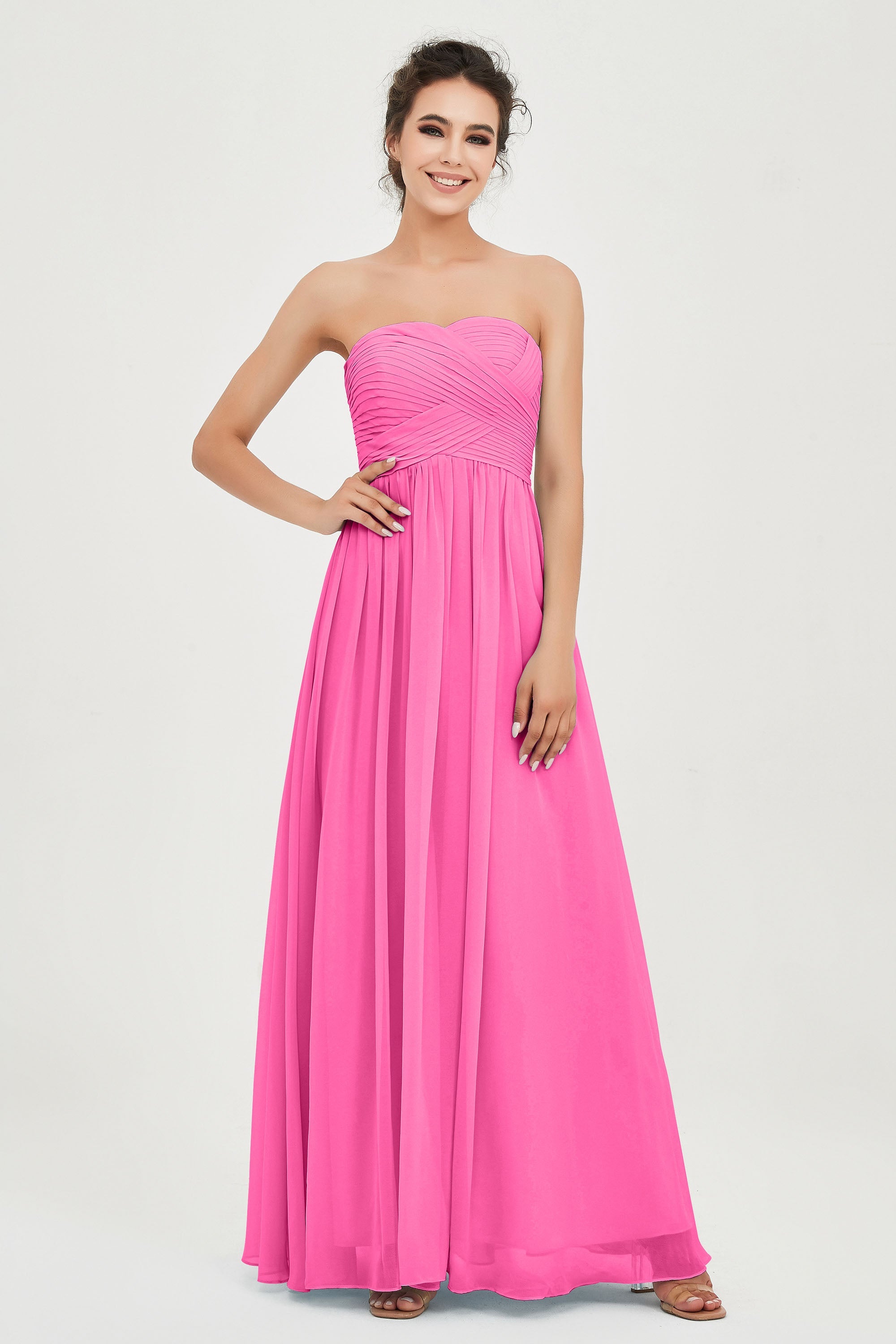clean-lined bridesmaid dress night-out dress chiffon strapless formal evening gowns