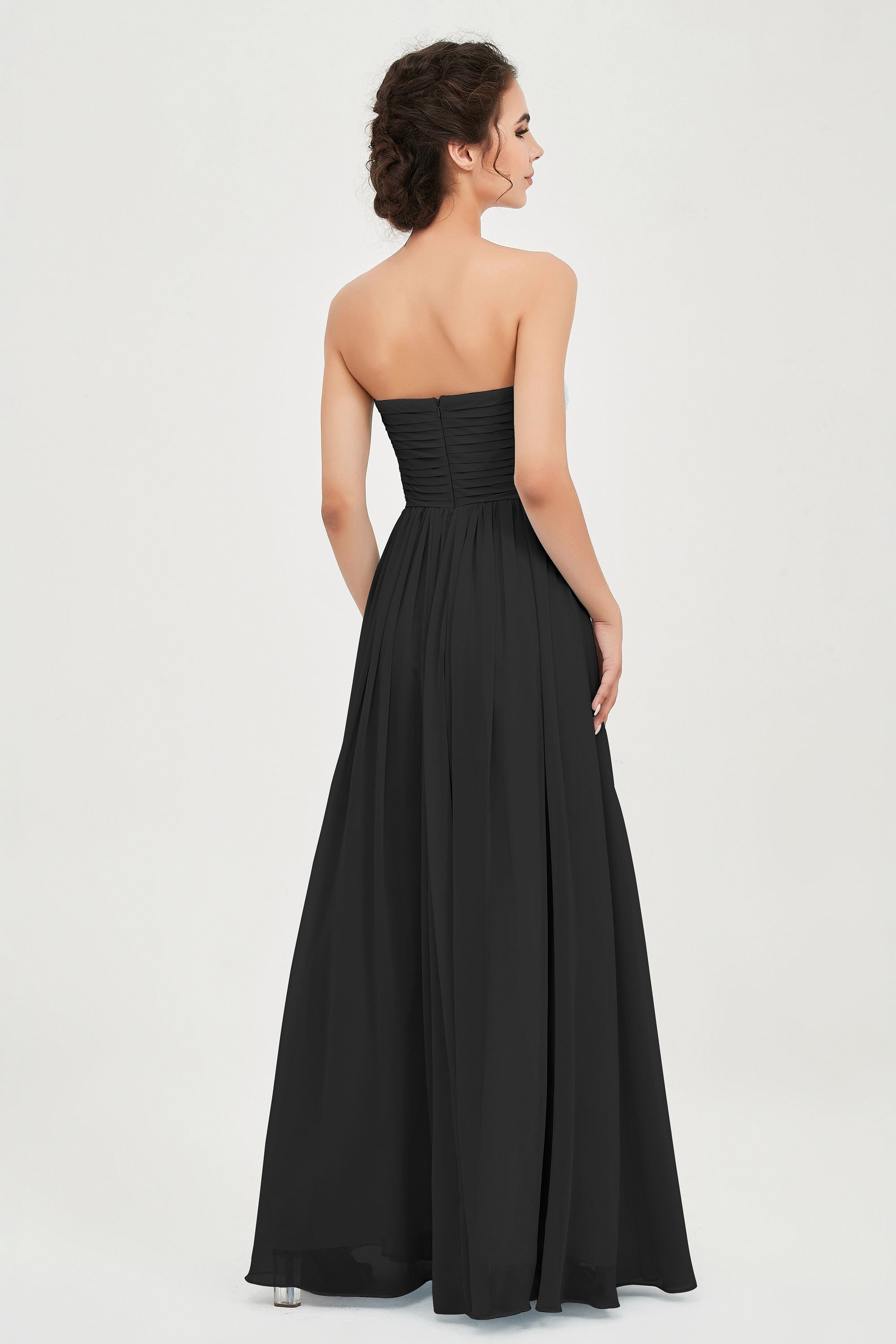 clean-lined bridesmaid dress night-out dress chiffon strapless formal evening gowns