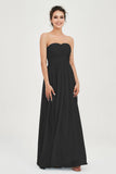 clean-lined bridesmaid dress night-out dress chiffon strapless formal evening gowns